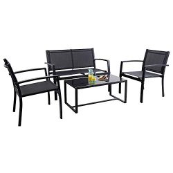 Flamaker 4 Pieces Patio Furniture Outdoor furniture Outdoor Patio Furniture Set Textilene Bistro ...