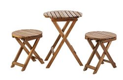 Sunset Garden SG85 | Oria Outdoor Bistro 3-Piece Real Wood Patio Set, Natural