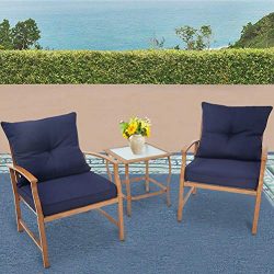 Solaura Patio Outdoor Furniture 3 Piece Bistro Set Conversation Sofa Light Brown Coated Metal Fr ...