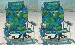 Tommy Bahama 2 2016 Backpack Cooler Beach Chair with Storage Pouch and Towel Bar (Green Floral)