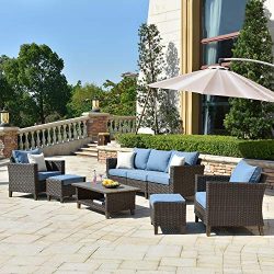 ovios Patio furnitue, Outdoor Furniture Sets,Morden Wicker Patio Furniture sectional with Table  ...