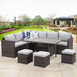 Wisteria Lane Patio Furniture Set,10 PCS Outdoor Conversation Set All Weather Wicker Sectional S ...