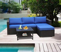 Leaptime Patio Sofa Furniture Garden Rattan Couch 5pcs Outdoor Sectional Sofa Conversation Set R ...