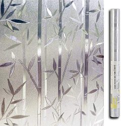 LEMON CLOUD Bamboo Frosted Window Films Privacy Decorative Glass Film (23.6in. by 78.7in)