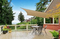 Cindynamo 12′ x 16′ Sand Color Sun Shade Sail Canopy Rectangular Sand 185 GSM Shade  ...