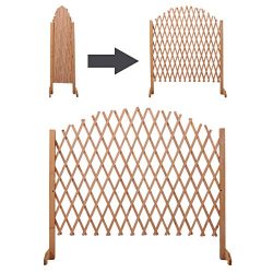 Expandable Patio Fence Wooden Screen Portable Pet Safety Gate Kid Garden