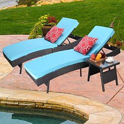 Do4U Adjustable Patio Outdoor Furniture Rattan Wicker Chaise Lounge Chair Sofa Couch Bed with Tu ...