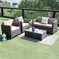 Wisteria Lane 5 Piece Outdoor Furniture Set,Patio Conversation Set Sectional Sofa All Weather Wi ...