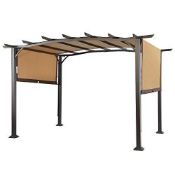 COSTWAY Pergola Outdoor Steel Frame Patio Sun Shelter Retractable Canopy Shade, As The