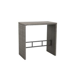 Patio Time Outdoor Furniture Rectangle PE Resin Rattan Wicker Bar Table (Black)