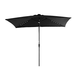C-Hopetree Lighted Outdoor Patio Sun Shade Umbrella, 6’6″ x 10′ Rectangular wi ...