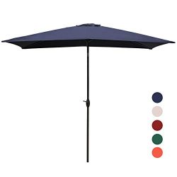 KINGYES Rectangular Patio Table Umbrella Garden Umbrella with Tilt and Crank for Outdoor, Beach  ...