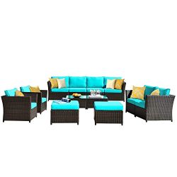 ovios Patio Furniture Set, Backyard Sofa Outdoor Furniture 6 Pcs Sets,PE Rattan Wicker sectional ...