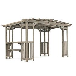 Yardistry 14’ x 10’ Wood Pergola with bar and Sunshade