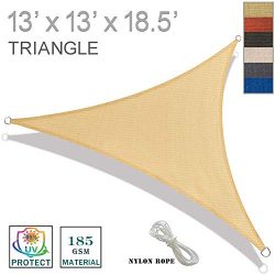 SUNNY GUARD 13′ x 13′ x 18.5′ Sand Triangle Sun Shade Sail UV Block for Outdoo ...