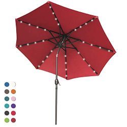 ABCCANOPY Solar Umbrellas Patio Umbrella 9 FT LED Umbrellas 32LED Lights with Tilt and Crank Out ...