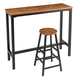 Mr IRONSTONE 2-Piece Bar Table Set, 47 ”Pub Dining Height Table Bistro Table with 1 Bar Stool (V ...