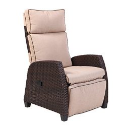 Grand Patio MOOR Adjustable Reclining Chair with Thick Cushion and Side Table, Weather-Resistant ...