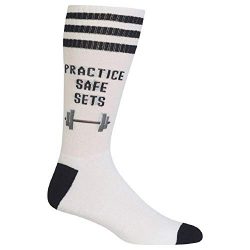 Hot Sox Men’s Conversation Starter Novelty Casual Crew Socks, Practice Safe Sets (White),  ...