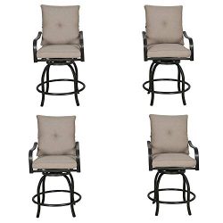 Iwicker 4 Piece Outdoor Swivel Bistro Bar Stool