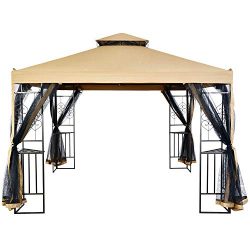 Suna Outdoor 10×10 Ft Outdoor Gazebo Steel Frame Two-Tiered Top Canopy, Heart Screen Decor  ...