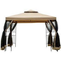 Sunnyglade Garden Gazebo Polyester Fabric 10′ x 10′ Patio Backyard Double Roof Vente ...