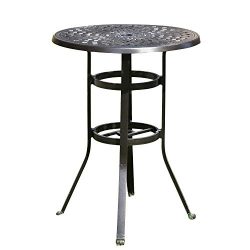 YUSING 30.5” Cast Aluminum Pub Height Bistro Round Table for Oudoor Paito – 41″ Heig ...