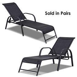 Giantex 2 Pcs Outdoor Patio Chaise, Adjustable Lounge Chairs Patio Furniture, Backyard Lawn Slin ...