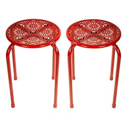 dar Living Daisy Metal Stool, Red (2-Pack)