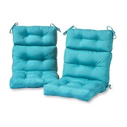 Greendale Home Fashions Outdoor High Back Chair Cushion (set of 2), Teal