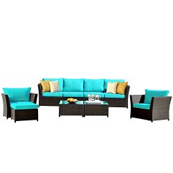 ovios Patio Furniture Set, Backyard Sofa Outdoor Furniture 9 Pcs Sets,PE Rattan Wicker sectional ...