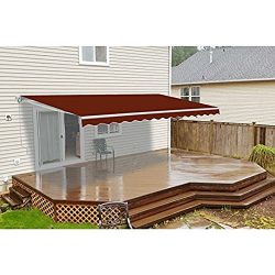 ALEKO AWM16X10BURG37 Retractable Motorized Patio Awning 16 x 10 Feet Burgundy