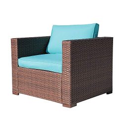 Outdoor Patio Armchair Sofa Chair All-Weather Wicker Furniture with Cushions | Additional Chair  ...