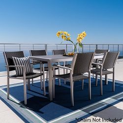 Christopher Knight Home Coral Bay Outdoor Grey Aluminum Dining Table with Tempered Glass Top