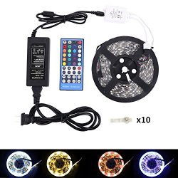 LED Strip Lights, RGBW Led Strip Waterproof 12v 16.4ft (5M) 300LEDs SMD 5050 Warm White Plus RGB ...