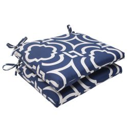 Pillow Perfect Indoor/Outdoor Carmody Squared Seat Cushion, Navy, Set of 2