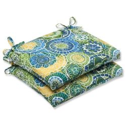 Pillow Perfect Outdoor Omnia Lagoon Squared Corners Seat Cushion, Set of 2