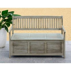 Safavieh Outdoor Collection Brisbane Grey Storage Bench