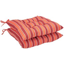 AmazonBasics Square Seat Patio Cushion, Set of 2- Red Stripes