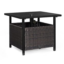 Ulax Furniture Patio Outdoor Wicker Umbrella Stand Bistro Table, Side Table