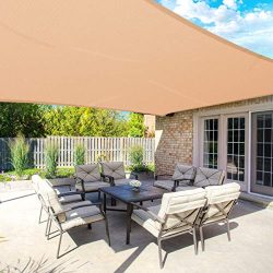 MOVTOTOP Sun Shade Sails 10×13 FT Rectangle, 185 GSM Thicker Outdoor Shade Block 95% UV Kee ...