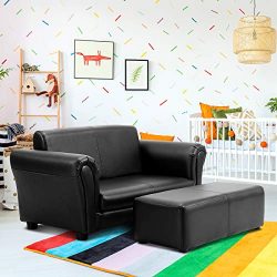 Costzon Kids Sofa Set 2 Seater Armrest Children Couch Lounge w/Footstool, ASTM and CPSIA Certifi ...