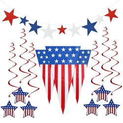 PBPBOX Fourth of July Decorations Patriotic Decoration Independence Day Party Supplies, Include  ...