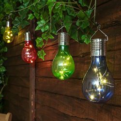 Waterproof Solar Powered Led Bulb Lights, Outdoor Garden Camping Hanging LED Light Lamp Bulb (On ...