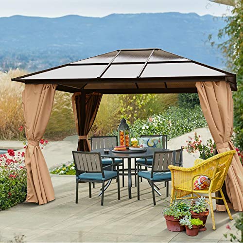 Barton 10' x 12' Hard Roof Outdoor Patio Gazebo Canopy Aluminum Poles Stand Backyard Hardtop