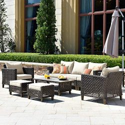 ovios Patio furnitue, Outdoor Furniture Sets,Morden Wicker Patio Furniture sectional with Table  ...