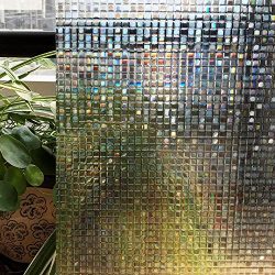 Zoostliss Mosaic 3D Window Films Privacy Film Static Decorative Film Non-Adhesive Heat Control A ...