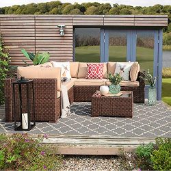 PATIORAMA 6 Piece Outdoor Patio Furniture Set, All Weather Wicker Patio Sectional Sofa Set with  ...