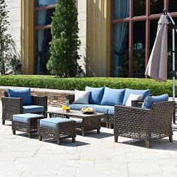 ovios Patio furnitue, Outdoor Furniture Sets,Morden Wicker Patio Furniture sectional with Table  ...
