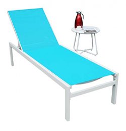 Kozyard Modern Full Flat Alumium Patio Reclinging Adustable Chaise Lounge with Sunbathing Textil ...